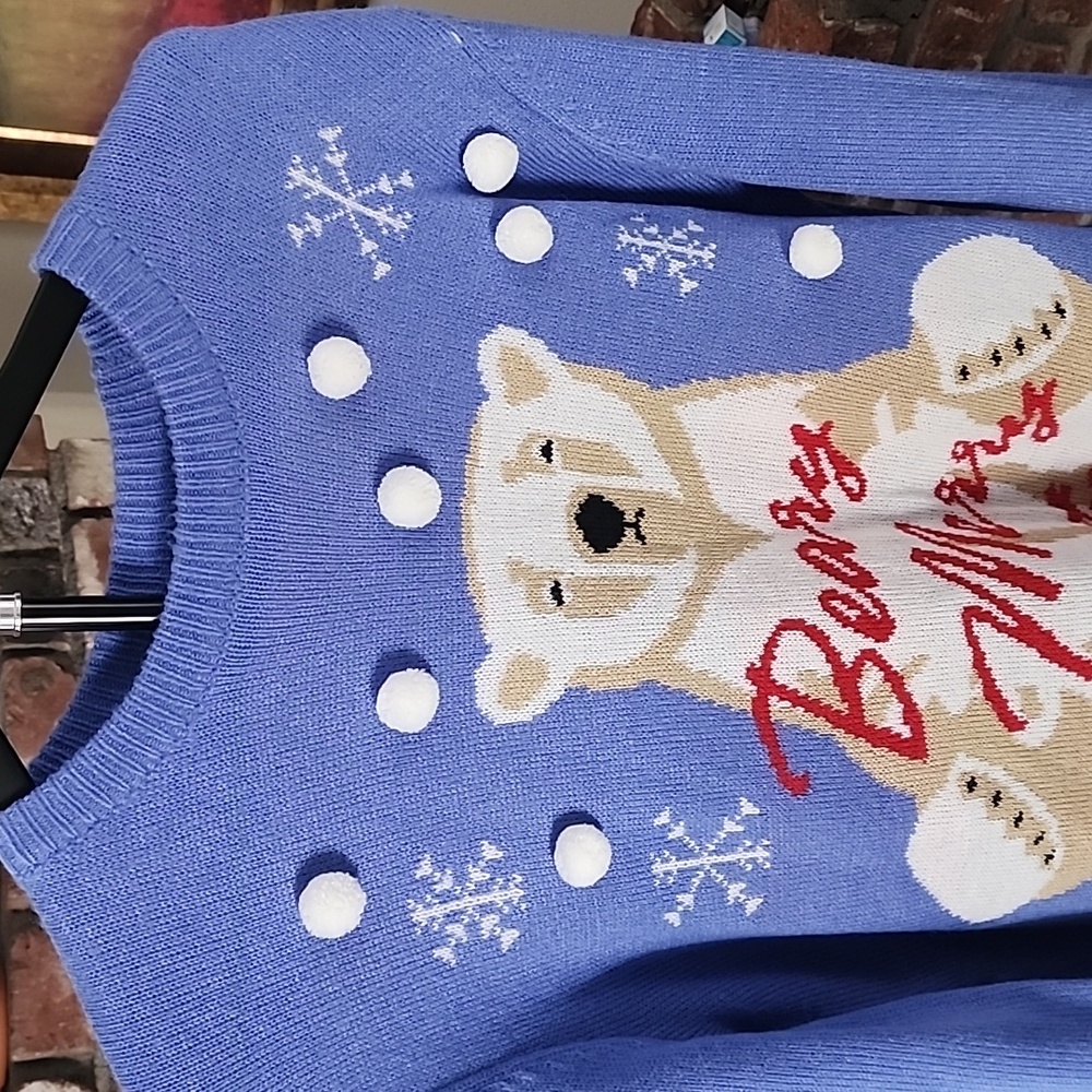 Blue Polar Bear Oversized Christmas Sweater - Picture 2 of 6